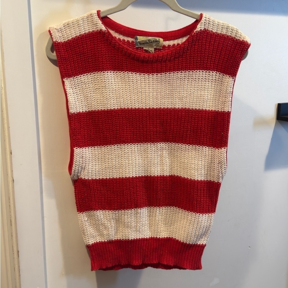 Vintage Diane Von Furstenberg Red and White Striped Top